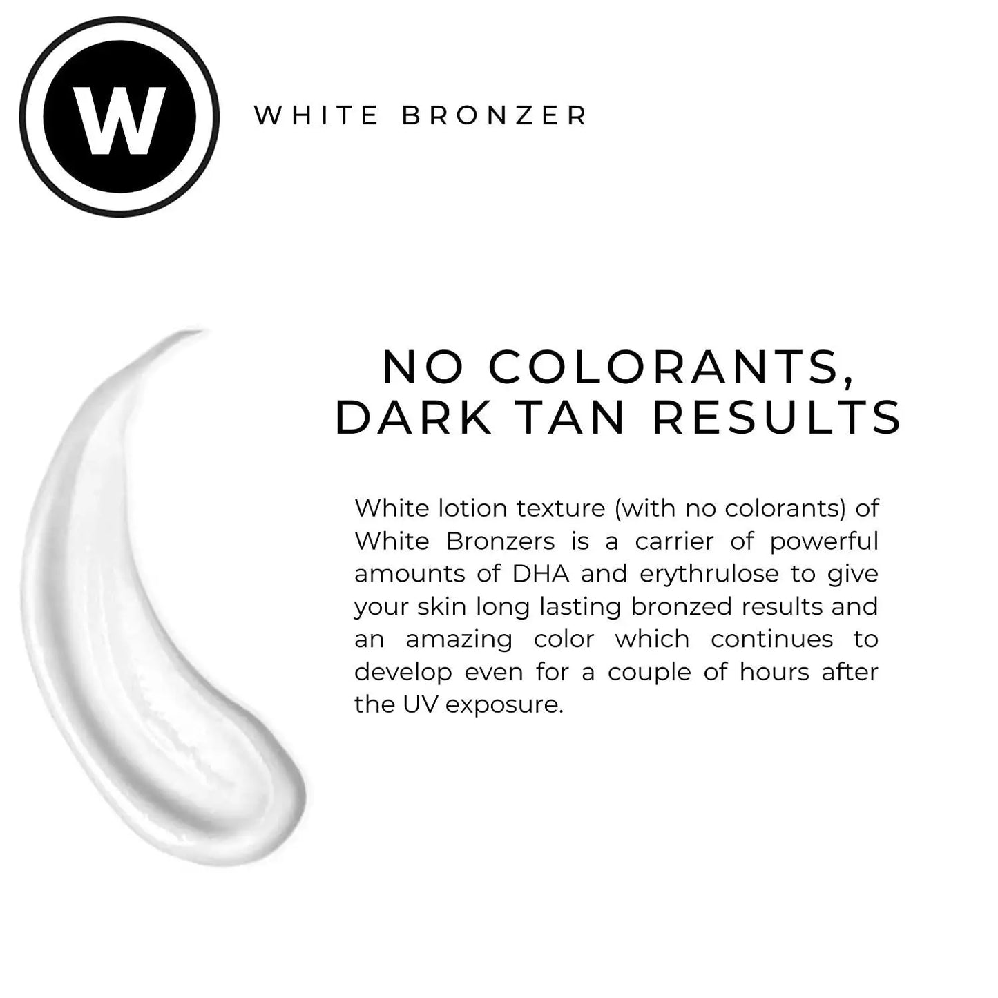 White bronzer sunbed cream with no colorants - information